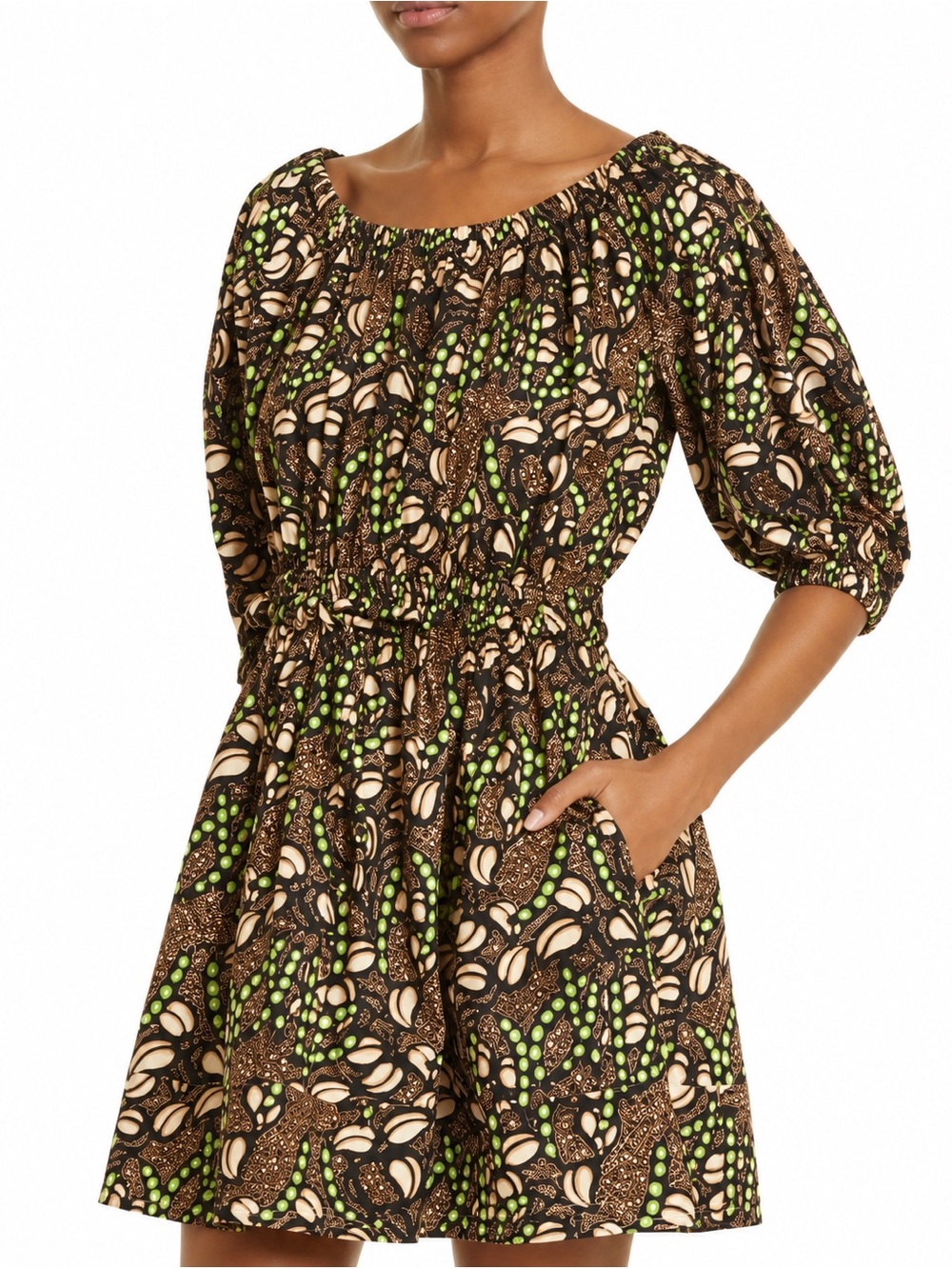 A.L.C. Maya Puff Sleeve 100% Cotton Poplin Printed Mini Dress Size US 2